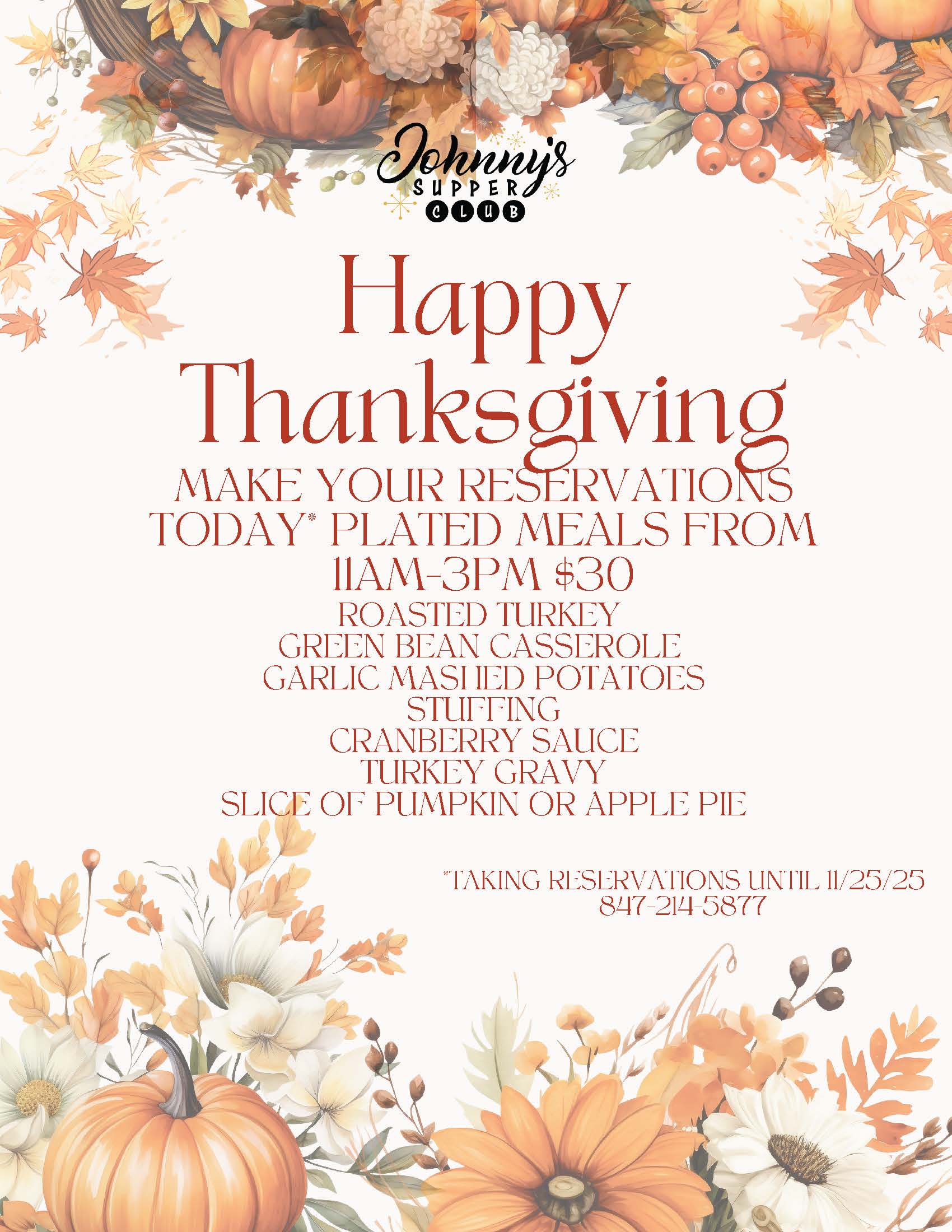 Thanksgiving PLATED MEALS